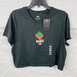 NWT LEVIS strawberry San Francisco graphic black half cropped top size 2X